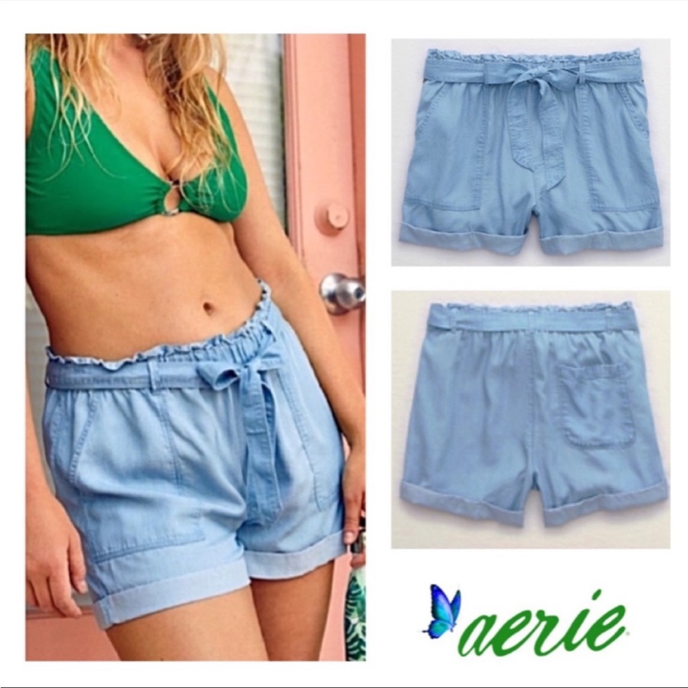 Aerie Camp Shorts in Chambray- Size XS